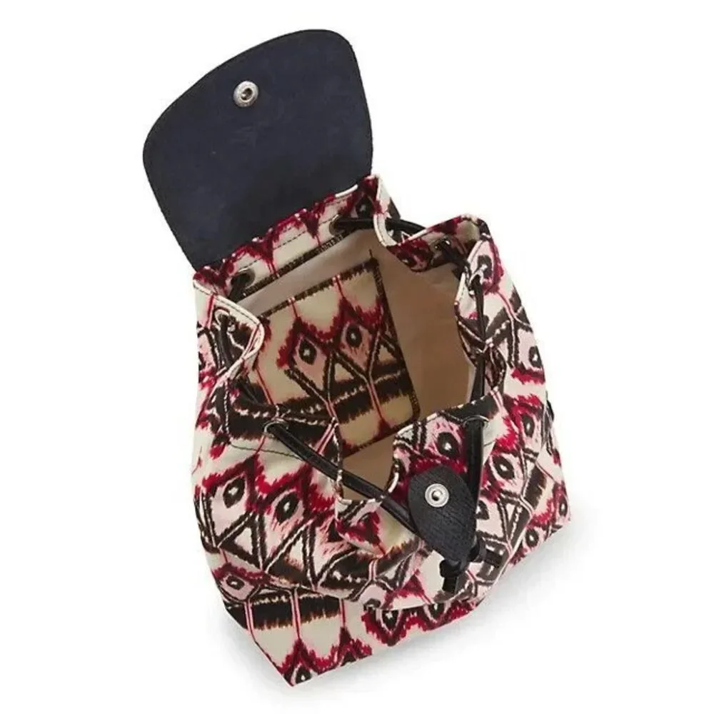 New Longchamp Paris Le Pilage Ivory Ikat Drawstring Backpack